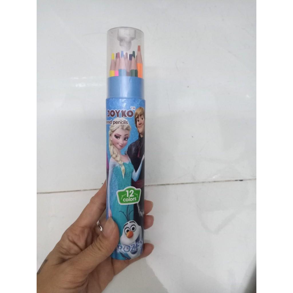 Bút chì màu hoạt hình - ống 12 màu (nắp kèm chuốt)