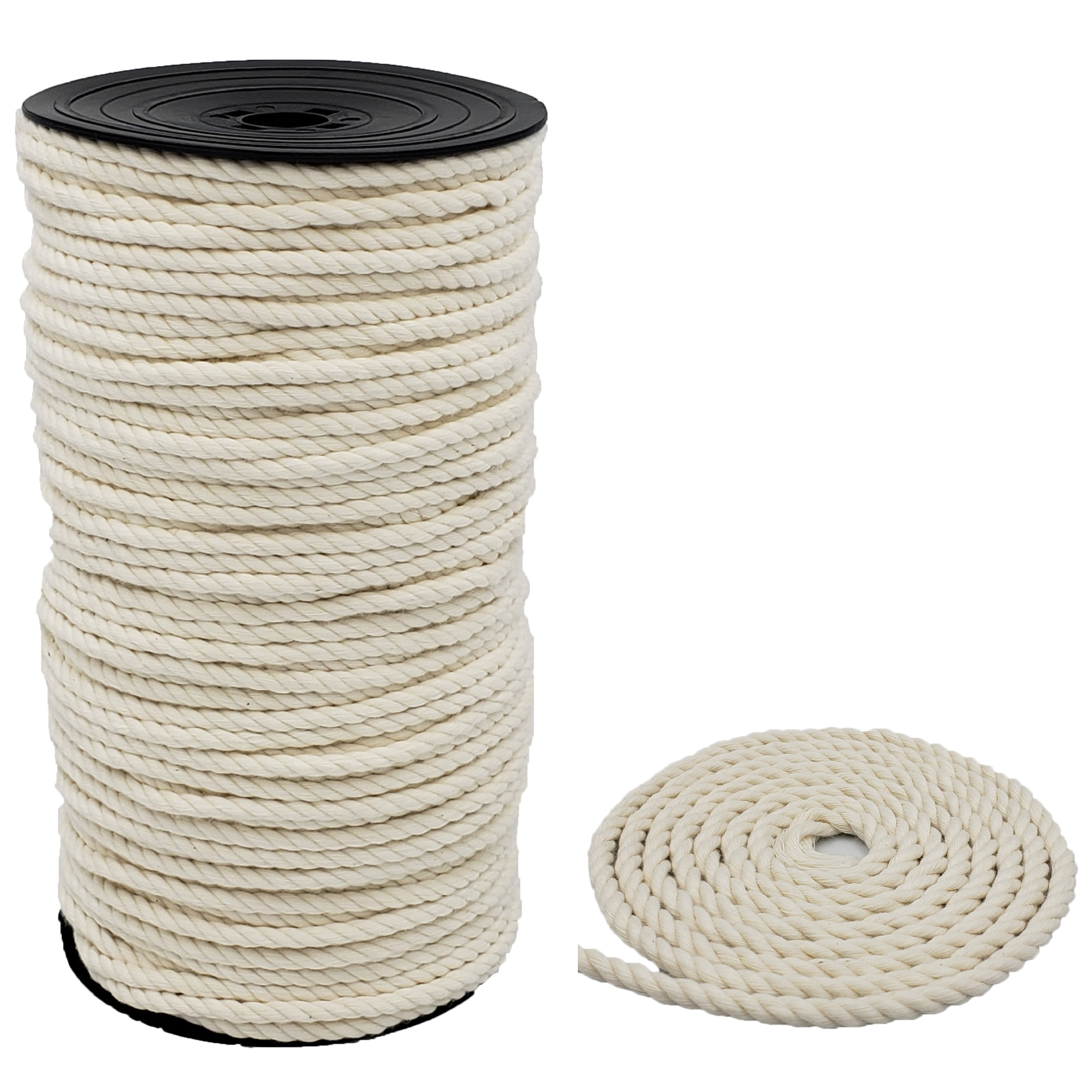 Dây Macrame 3 xoắn , 100% cotton tự nhiên để làm sản phẩm treo tường, Móc treo cây, Thủ công, Đan, Dự án trang trí, Dây cotton mềm