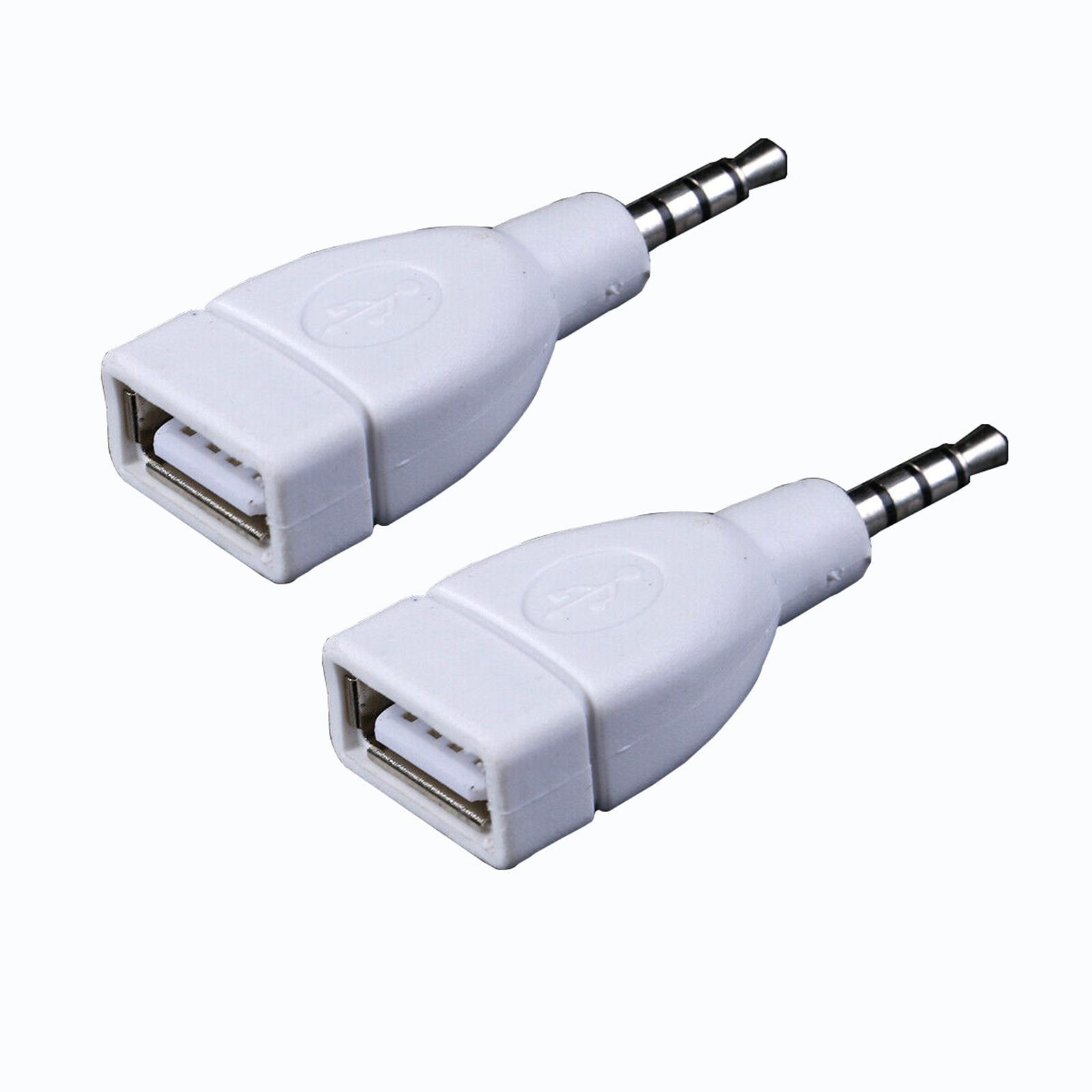 2x 3.5mm Male Audio AUX   to USB 2.0 Type A Female OTG Converter Cable