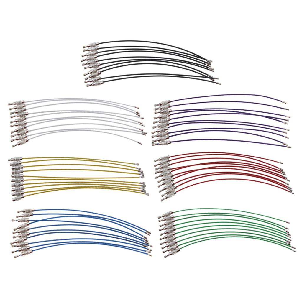 10Pcs Cable Wire Loop Luggage Tag Loops Stainless Steel Wire Straps black