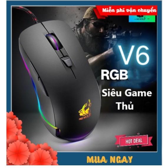 CHUỘT GAMING XSmart FREE WOLF V6 Premium LED RGB, Nhiều Chế Độ Led Khác Nhau, Chơi Mọi Tựa Game Trên Máy Tính, PC, Laptop - Hàng Chính Hãng