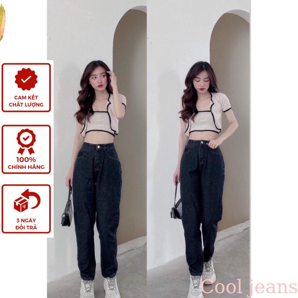 Quần bò baggy nữ 1 khuy cạp cao 3 màu MaiStore