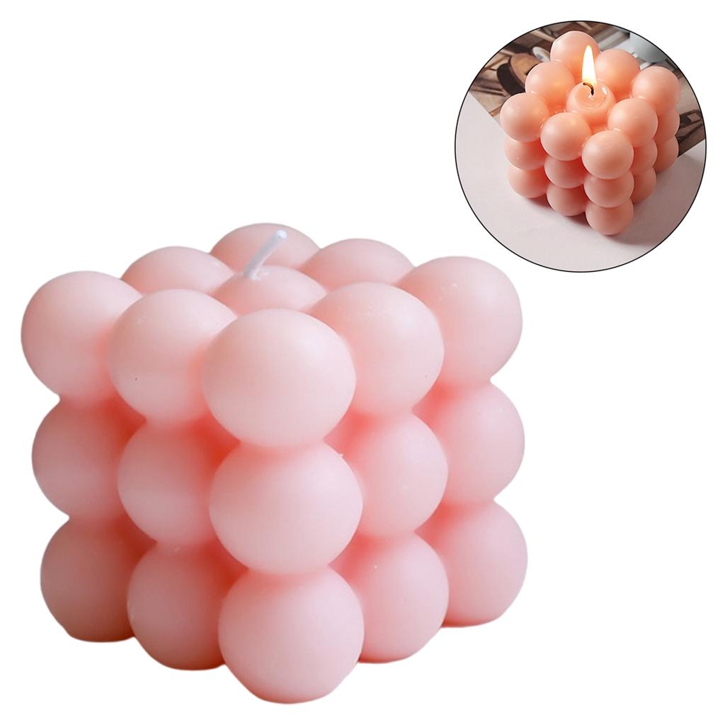 2xCube Candle Soy Wax Small INS Bedroom Office Nursery Decor Dessert Candle pink