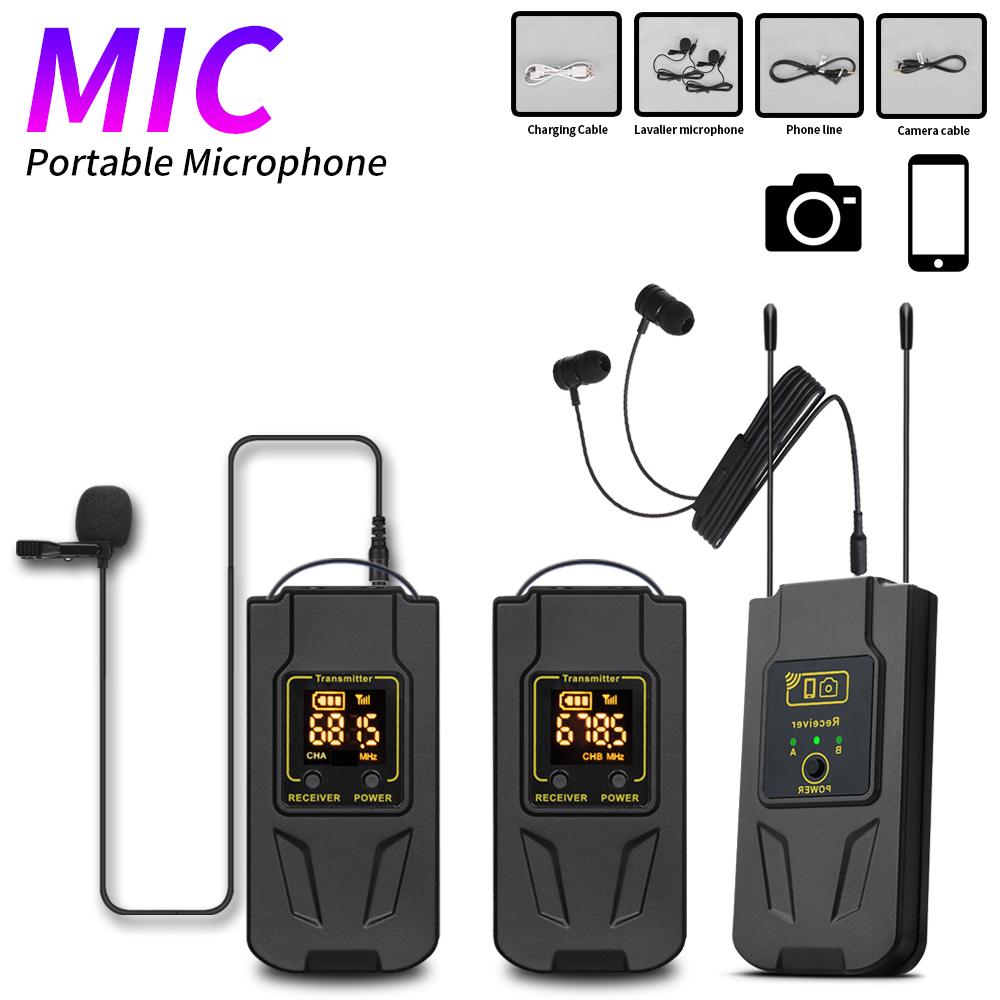 Micro Lavalier không dây UHF để quay video Ghi âm cuộc phỏng vấn trực tiếp Micro Lavalier cho điện thoại và máy ảnh, WM10 Màu: AB