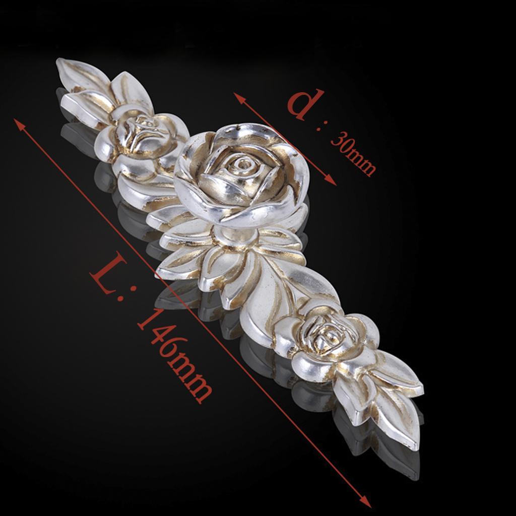 Silver Rose Cabinet Drawer Furniture Door knob Handle Pull Hardware