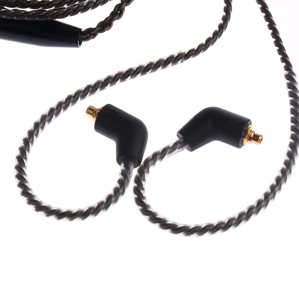 3.5mm MMCX Audio Cable Repair Braided Cord for Shure se215/se425/se535 Black