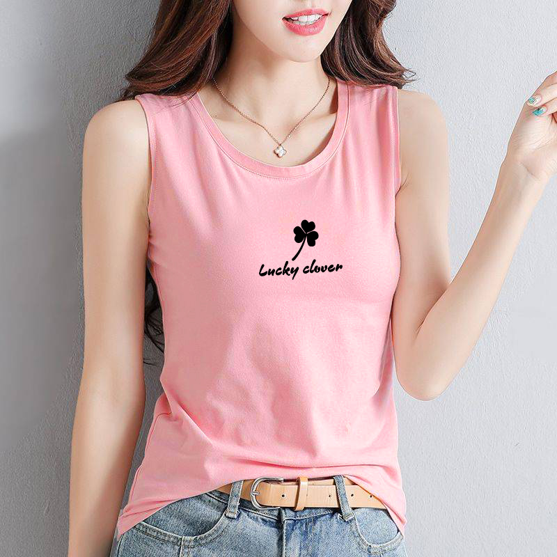 Áo Thun Sát Nách Nữ Bản To In Hình Cỏ 3 Lá May Mắn Thun Cotton 100% Co Giãn 4 Chiều, Mặc Đẹp Sally Boutique-SN134
