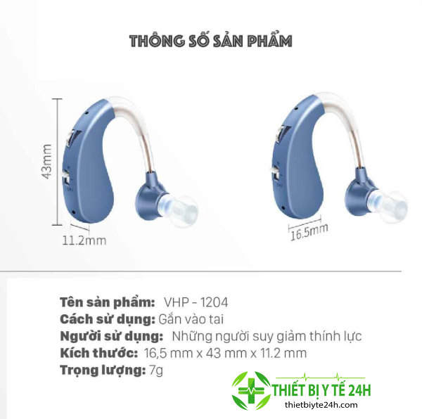 Máy Trợ Thính Cho Người Già VHP1204 - Tai Nghe Trợ Thính Không Dây, Máy Trợ Thính Đeo Vành Tai, Khuếch Đại Âm Thanh Lớn