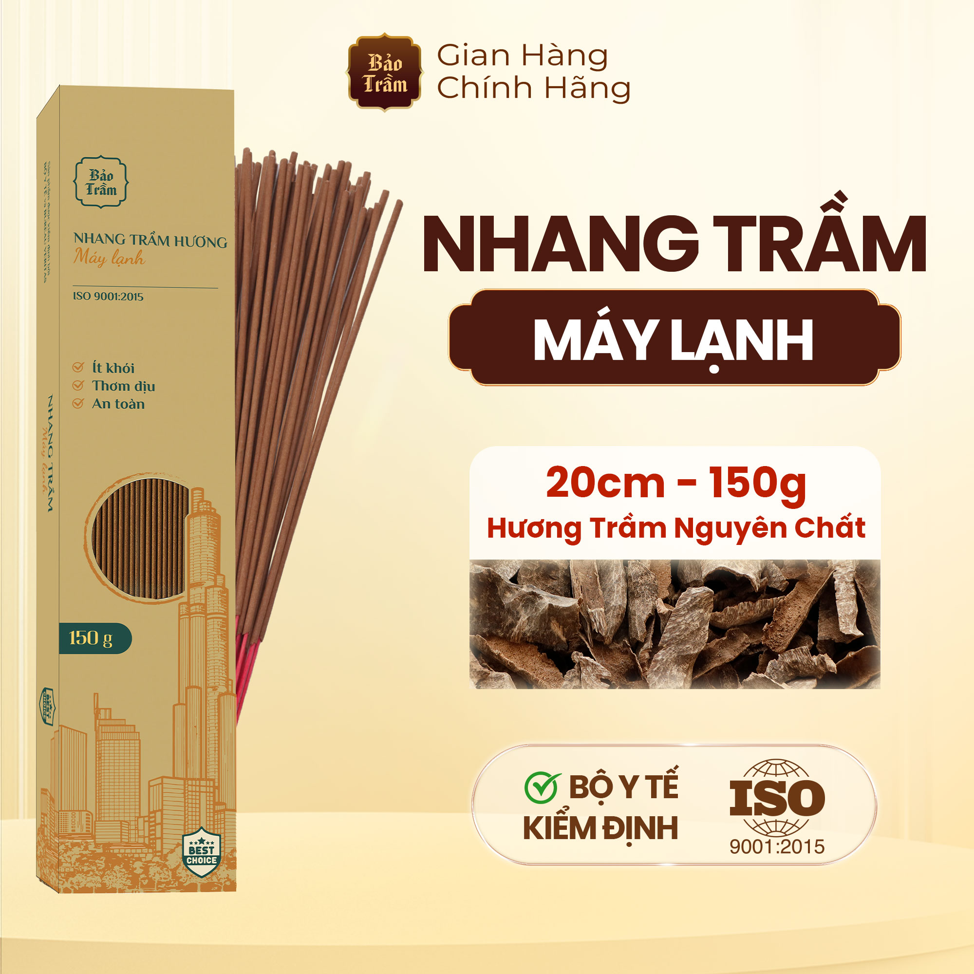 Nhang Trầm Máy Lạnh – Hộp Nâu| Bảo Trầm – Hương Trầm Dịu, Không Cay Mắt, Dùng Tốt Cho Phòng Điều Hòa