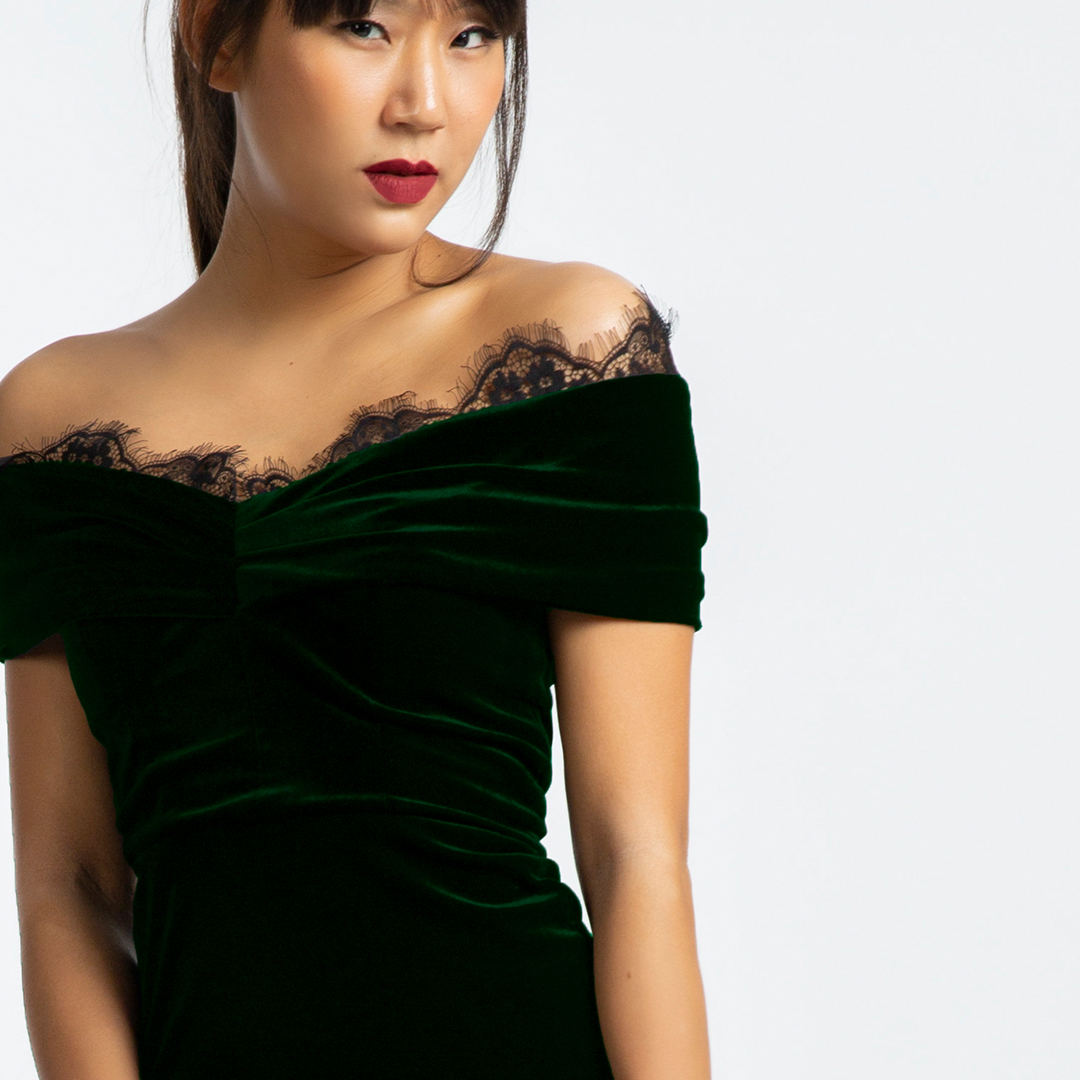 Áo Kiểu Nữ Cao Cấp Áo Trễ Vai Nhung Thời trang thiết kế Hity TOP115
