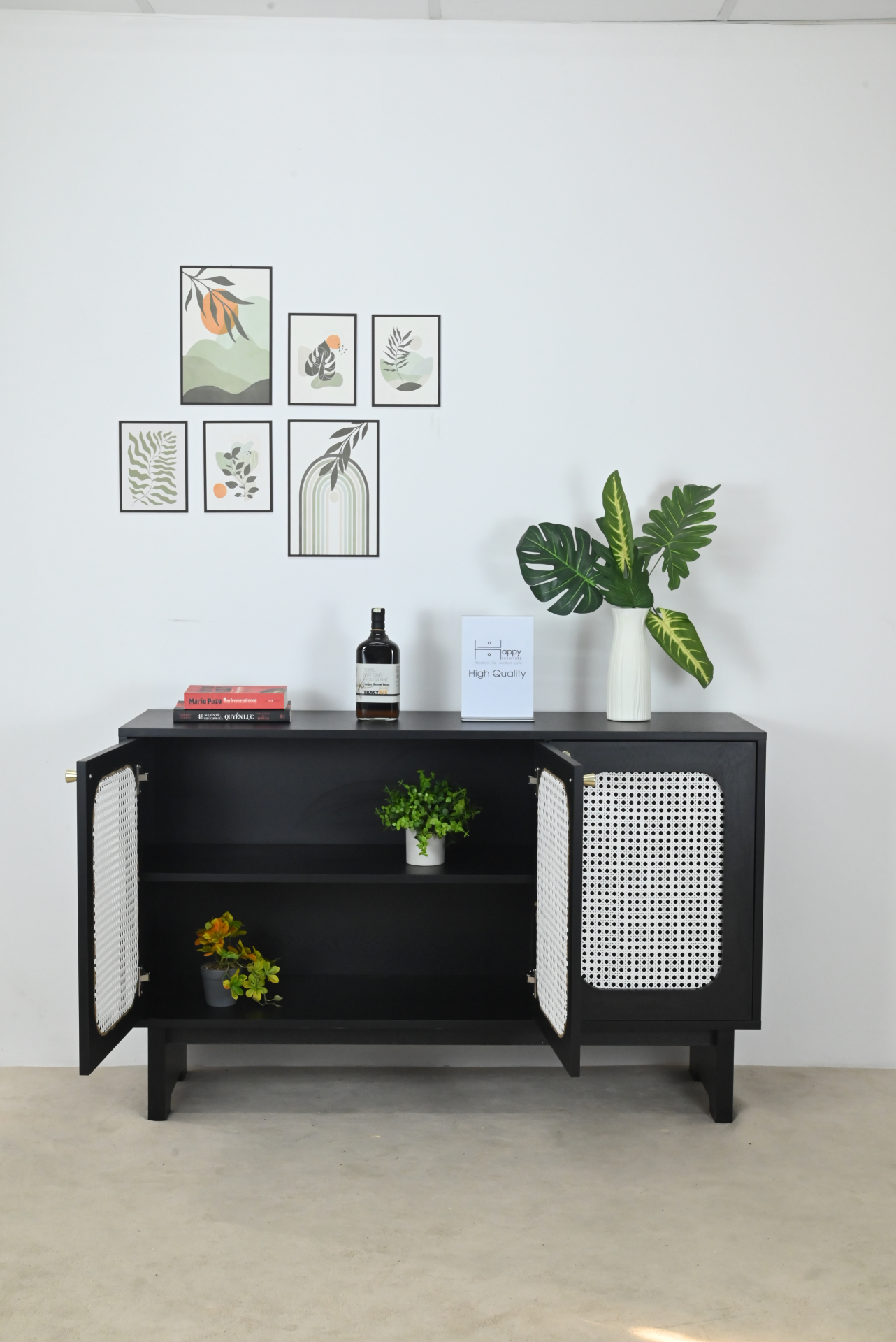 [Happy Home Furniture] MEYDAN, Tủ lưu trữ 3 cánh mây, 128cm x 40cm x 80cm ( DxRxC), TCM_054