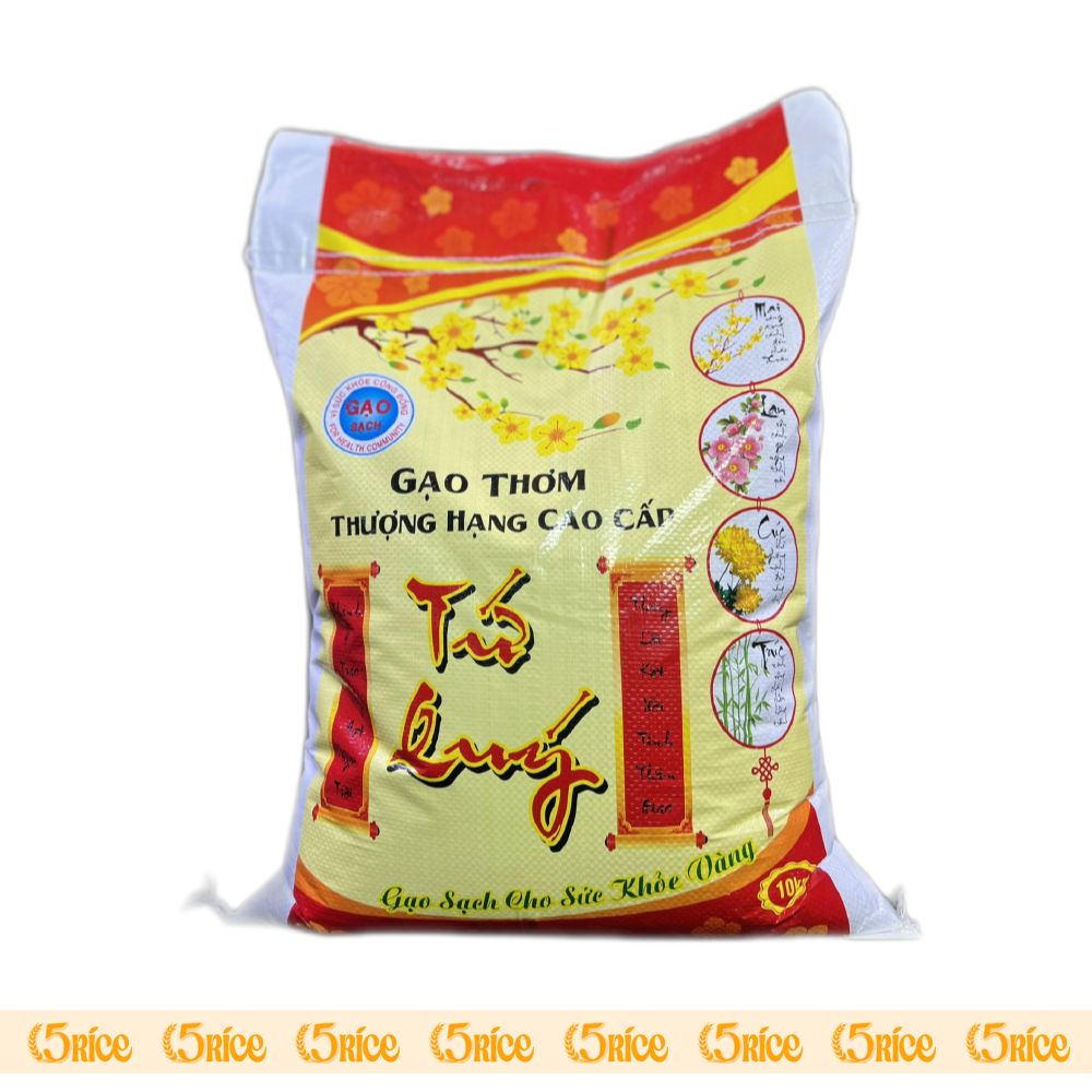 Gạo thơm thượng hạng Tứ Quý - Túi 10kg - Gạo thượng hạng thơm dẻo, đậm vị 5RICE