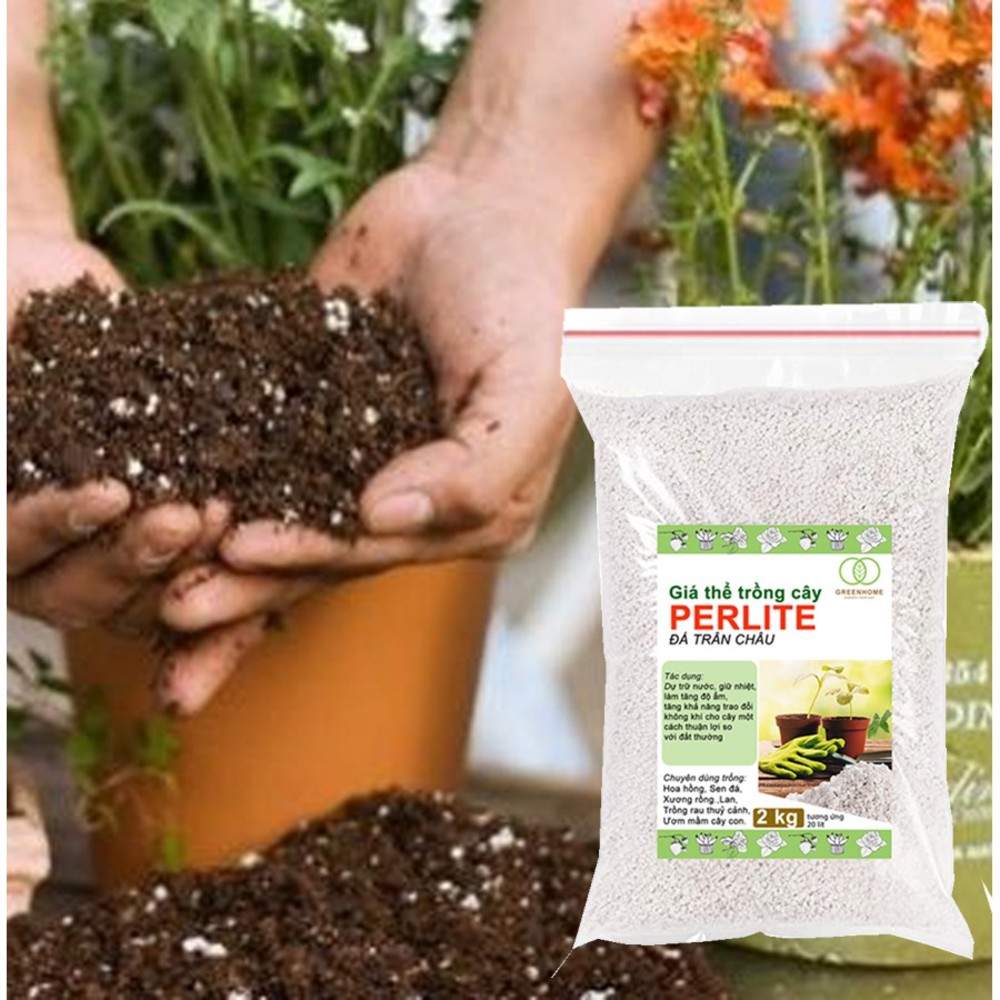 Đá Perlite (đá trân châu)-thích hợp để trồng hoa, trồng lan,hoa sen đá-bổ sung chất dinh dưỡng, điều hòa nhiệt độ -2kg