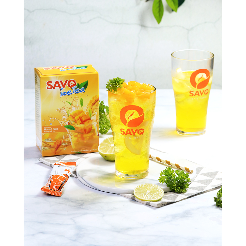 Trà SAVO Ice Tea Xoài - Hộp 16 gói x 15gr