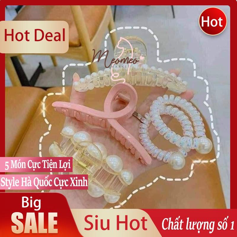 Set Kẹp Tóc 5 Món - Bộ Cặp Tóc 5 Món Phong Cách Hàn Quốc Cực Xinh