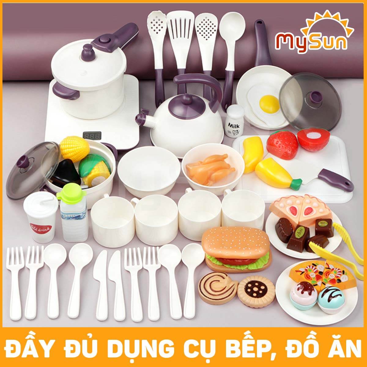 Bộ đồ chơi nấu ăn nhà bếp mini của trẻ em bằng nhựa cho bé gái chơi đồ hàng