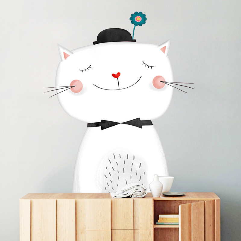 Decal dán tường mèo cute size đại lớn