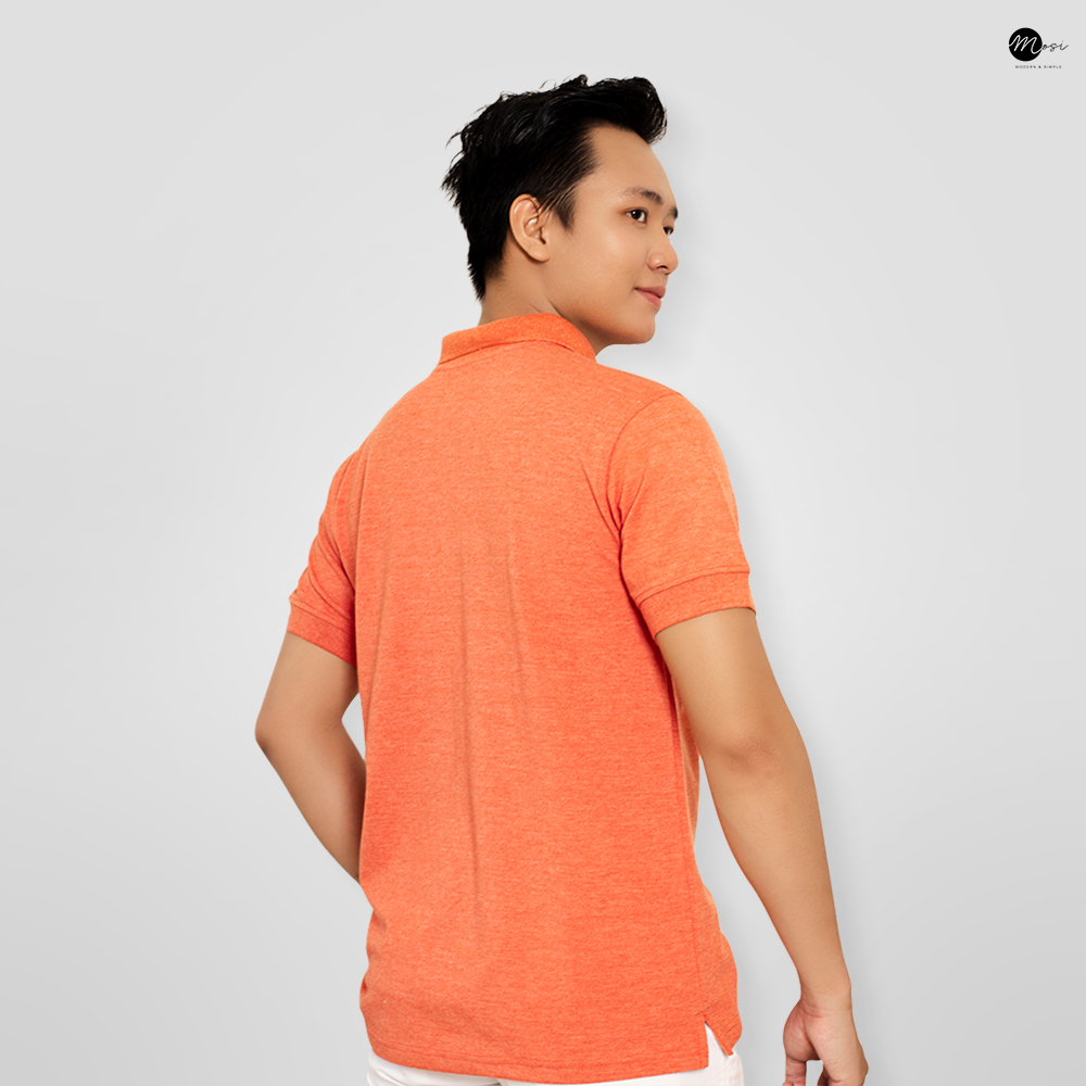 Áo polo nam cổ bẻ basic vải cotton chuẩn form, lịch sự, năng động, CAM ĐẬM - MOSI