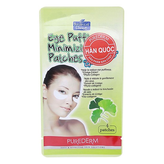 Mặt nạ giảm bọng mắt PUREDERM EYE PUFFINESS MINIMIZING PATCHES “GINKGO”