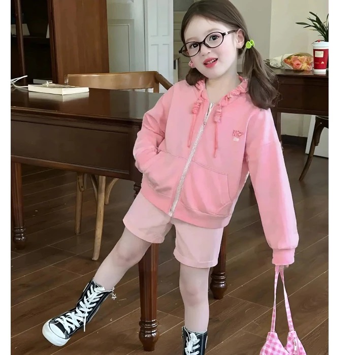 Áo Khoác Bé Gái Da Cá Có Nón Bèo Rebel Siêu Dễ Thương Từ 12-45kg Dành Cho Bé Gái