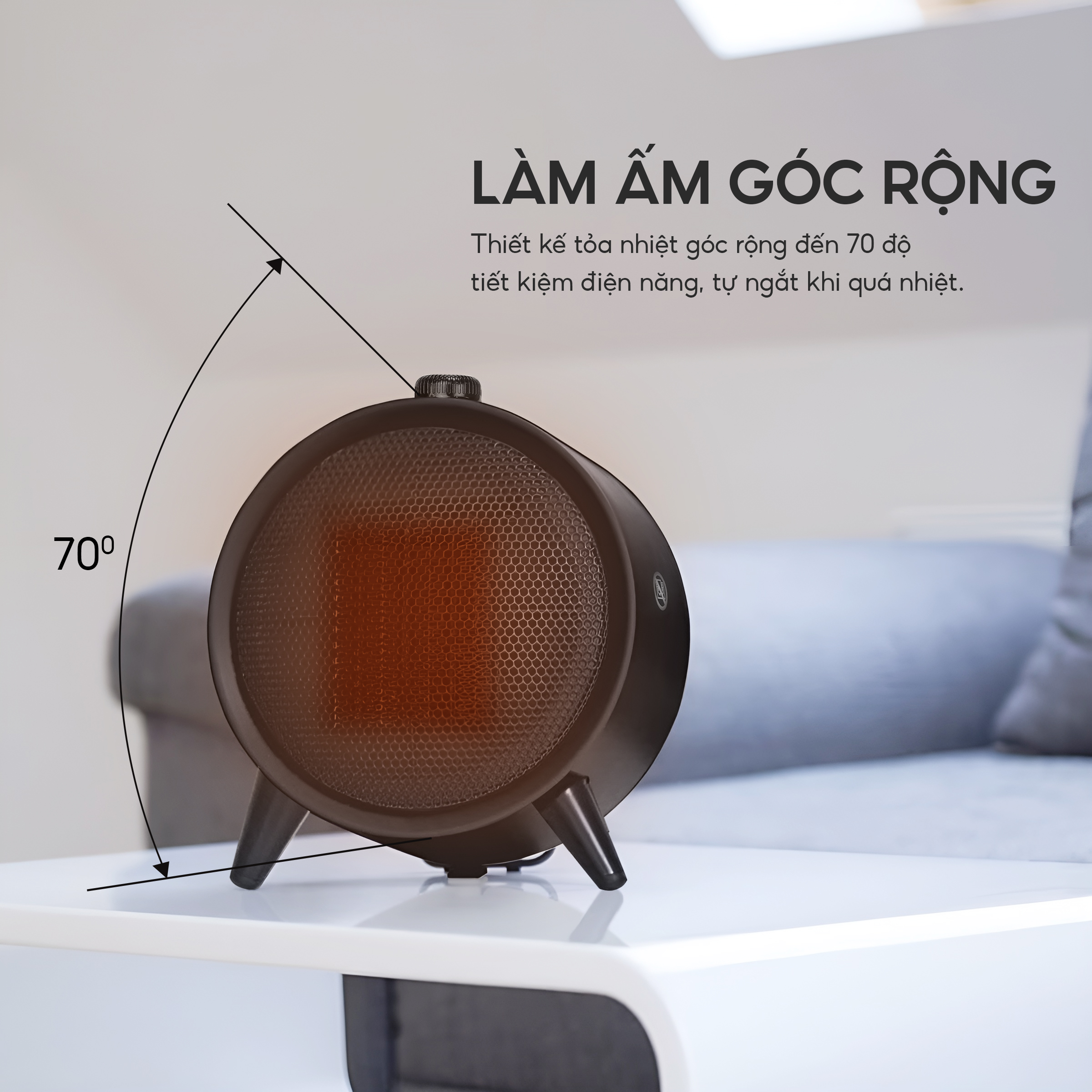 Máy sưởi mini dáng tròn Lebenlang LBL0275, công suất 1500W, làm ấm góc rộng, nóng nhanh, nhỏ gọn tiện lợi - hàng chính hãng