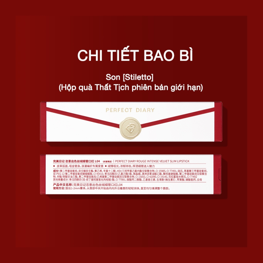 Son Thỏi Perfect Diary Rouge Intense Velvet Slim Lipstick 0.8g