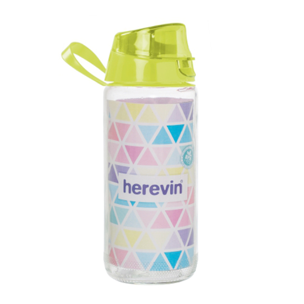 Bình nước thể thao thủy tinh Herevin Décor 500ml - 111804-000 (Giao màu ngẫu nhiên)