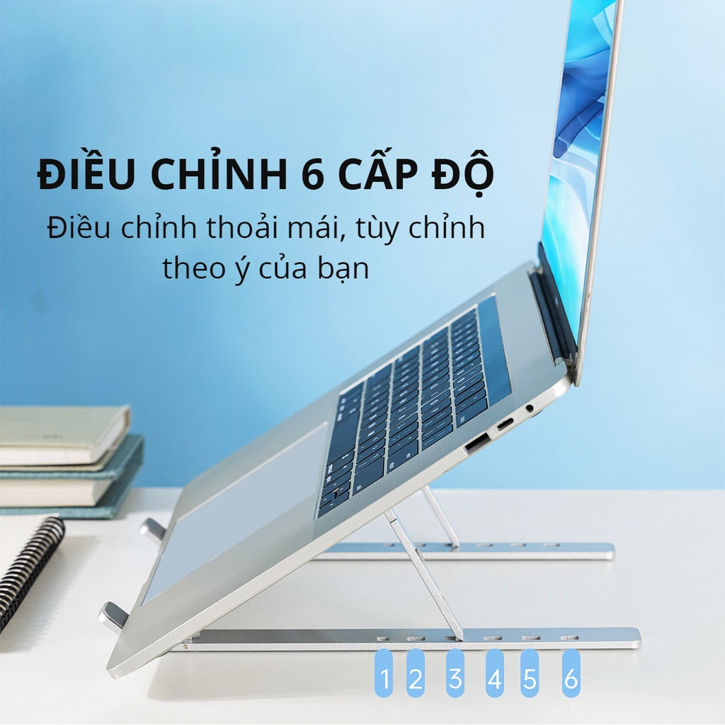 Giá Đỡ PIXLINK X6 Tản Nhiệt Cho Máy Tính Xách Tay Laptop Làm Bằng Chất Liệu Hợp Kim Nhôm Có Thể Gấp Gọn Cho Học Sinh, Sinh Viên, Nhân Viên Văn Phòng - Hàng chính hãng/ Hàng nhập khẩu