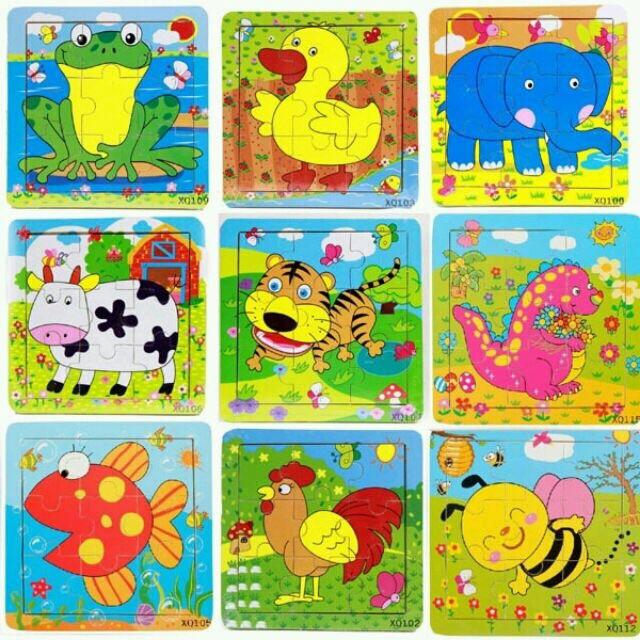 Đồ chơi tranh ghép gỗ 9 miếng hình động vật - giao thông cho bé