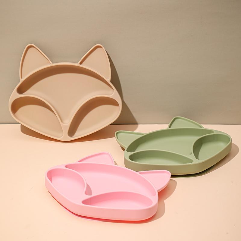 Trẻ Em Dễ Thương Silicone Cho Bé Tấm Đĩa Dùng Tiệc Bộ Hoạt Hình Fox Kids Của Bộ Đồ Ăn Cho Bé Món Ăn Trẻ Em Thứ Ăn Ser