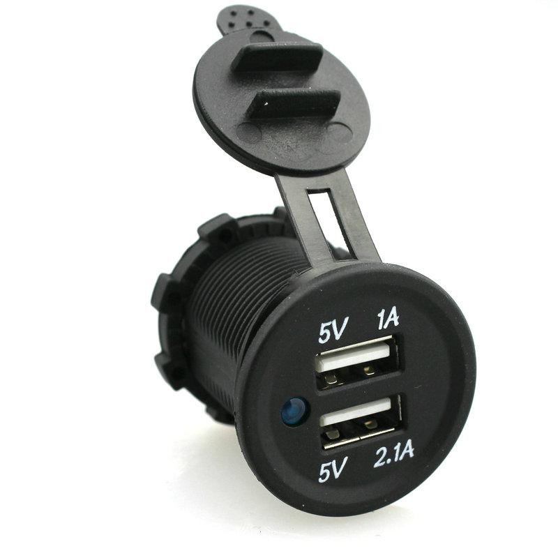 Waterproof Car Motorcycle Dual USB Adapter Cigarette Lighter Charger Socket