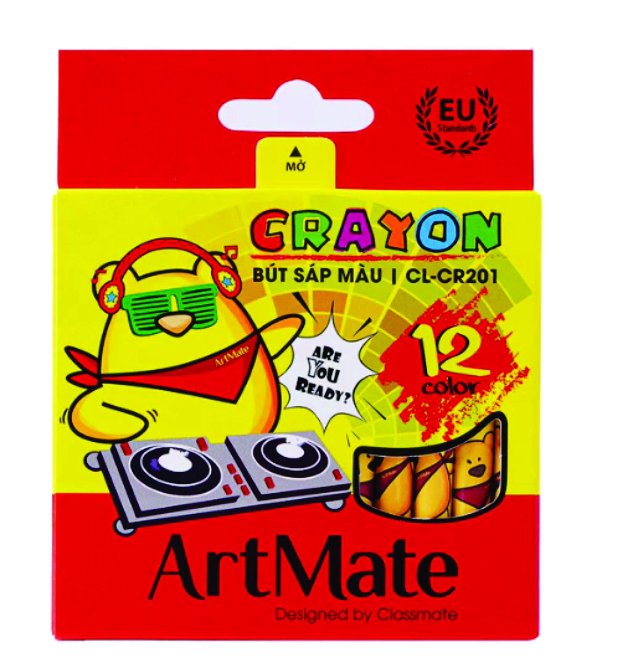 Bút Sáp Màu ARTMATE 12 Chiếc, Màu Sáp Crayon Tươi Sáng, Bám Giấy Tốt Cho Bé Tập Tô