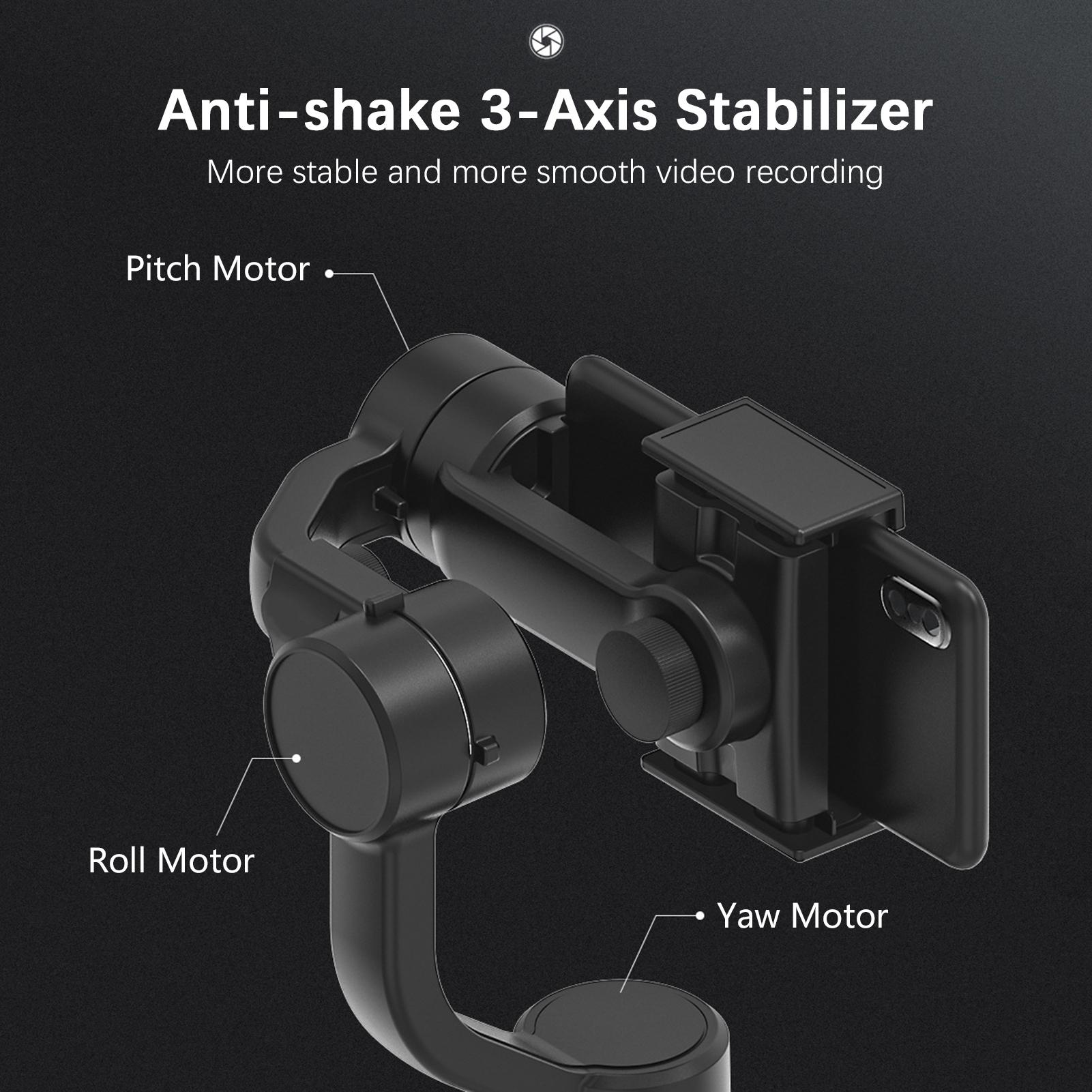 Handheld 3-Axis Smartphone Gimbal Stabilizer Anti-shake Vertical/ Horizontal with Tripod Stand for iPhone 13/12/11/10