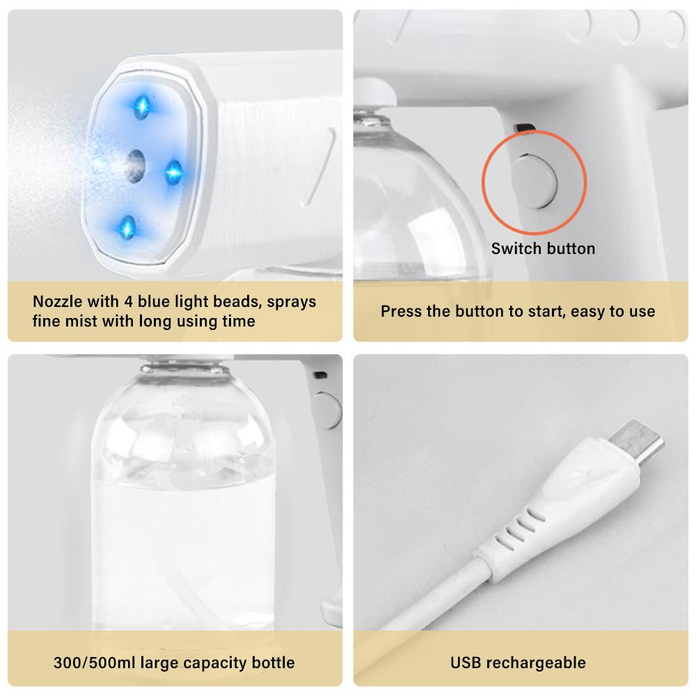 Máy Phun Sương Nano Cầm Tay Có Thể Sạc Lại Công Suất Lớn 300 / 500Ml