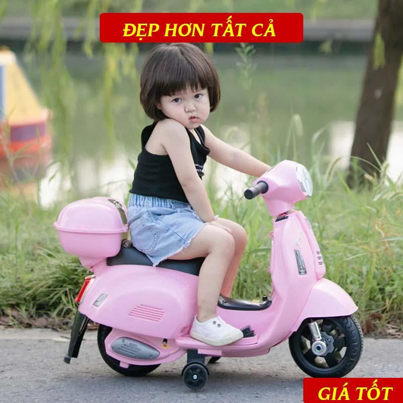 Xe Máy Điện Đồ Chơi Vespa Loại Nhỏ Cho Bé 2 Tuổi Trở Lên Cực Dễ Thương, Bảo Hành 12 Tháng