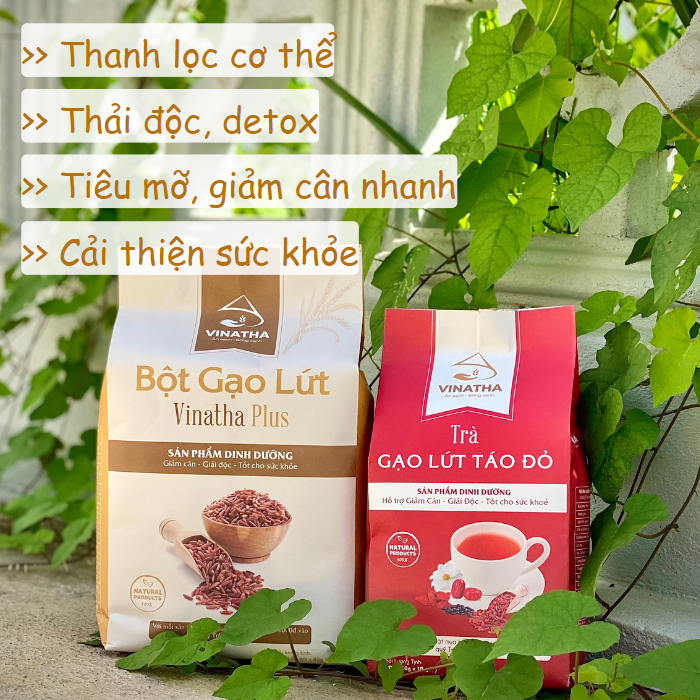 Combo 3 Set Bột Trà Gạo Lứt VIP Thực Dưỡng Giảm Cân - Vinatha