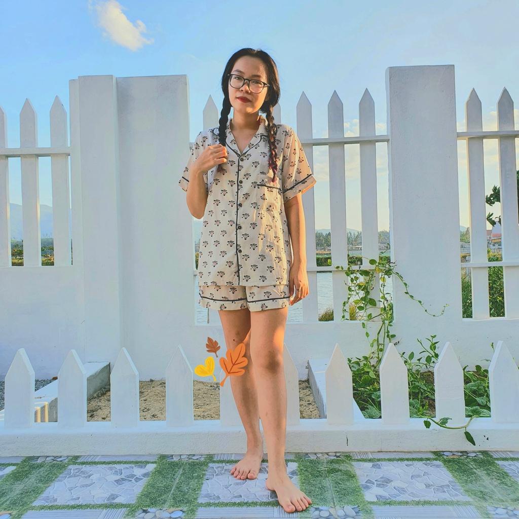 Pyjama đùi đũi lanh bò sữa