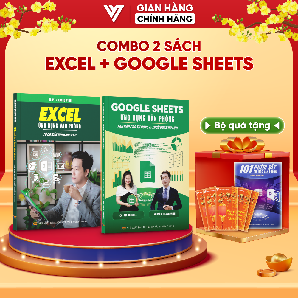 Combo 2 Sách Excel - Google Sheet Đào Tạo Tin Học Chuyên Ứng Dụng Văn Phòng Kèm Video Bài Giảng