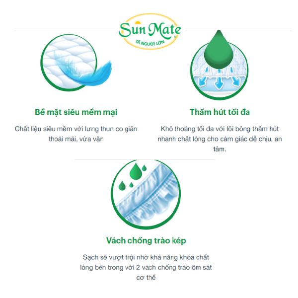 Combo 2 Tã quần SunMate siêu khô thoáng G1 mới size L-14+2 miếng