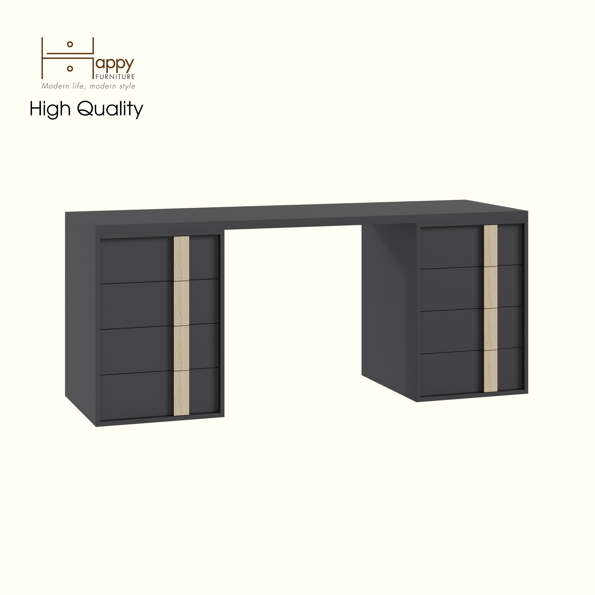 HAPPY FURNITURE , Bàn làm việc 8 ngăn kéo - SPACE, BAN_145 , 180cm x 59cm x 75cm DxRxC