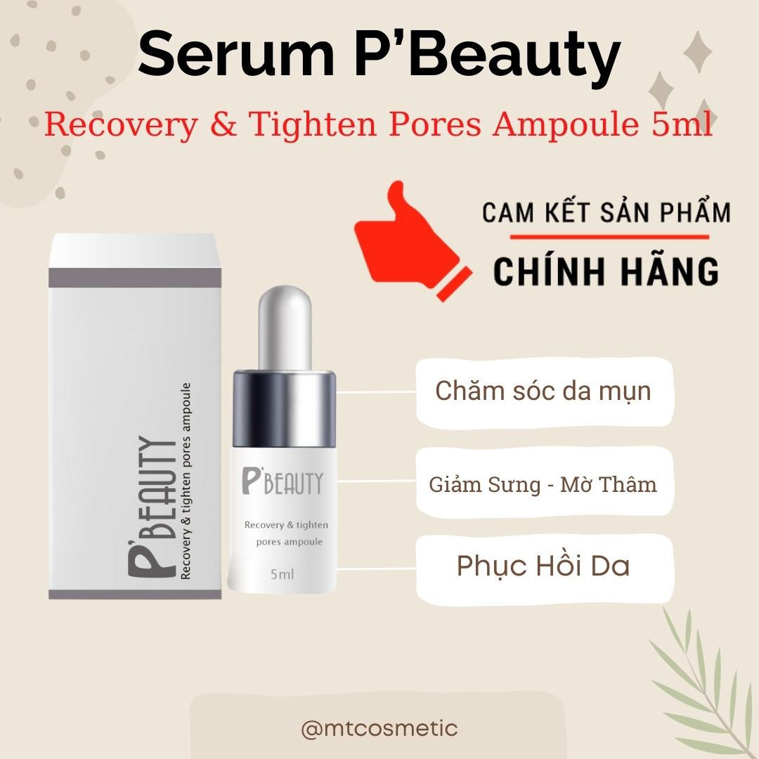 Serum đường đen P’Beauty Recovery &amp; Tighten Pores Ampoule 5ml. Serum giảm mụn ẩn - mờ thâm mụn - phục hồi da mụn
