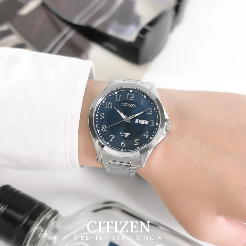 Đồng Hồ Nam Citizen Pin-Quartz Dây Thép Không Gỉ BF2021-82L - Mặt Xanh (41mm)