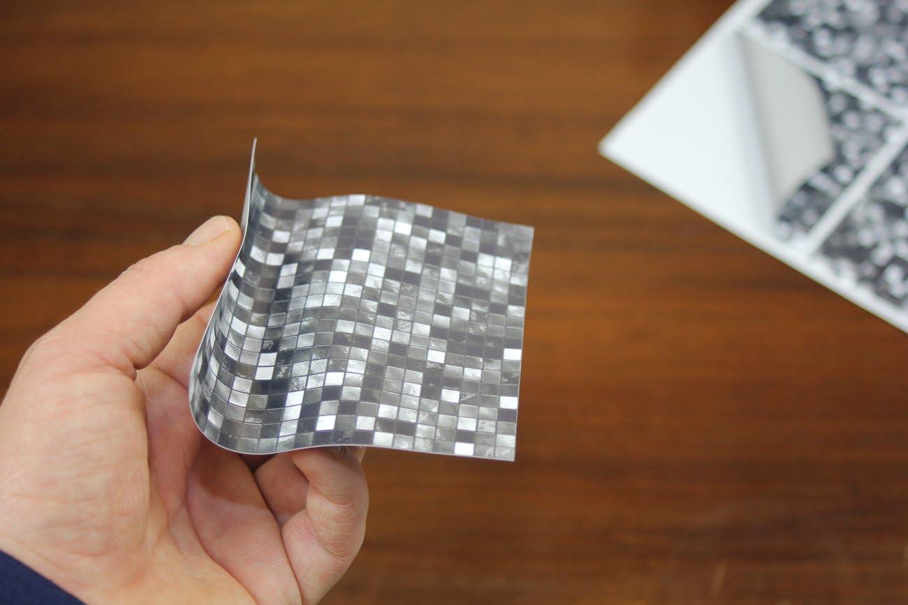 24x Miếng Dán Ngói Cho Phòng Tắm Và Nhà Bếp 10X10 Cm Đen Trắng Khảm Keo 2D Ngói Phim Dán Cho Tường ốp Trang Trí