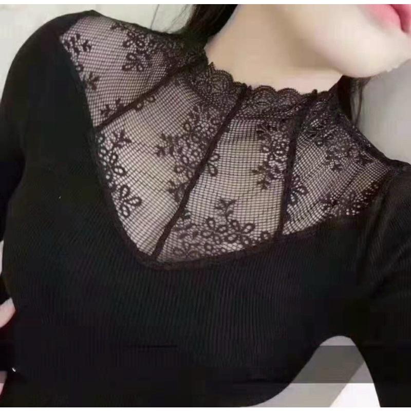 Áo giữ nhiệt ren lót lông cho nữ siêu ấm