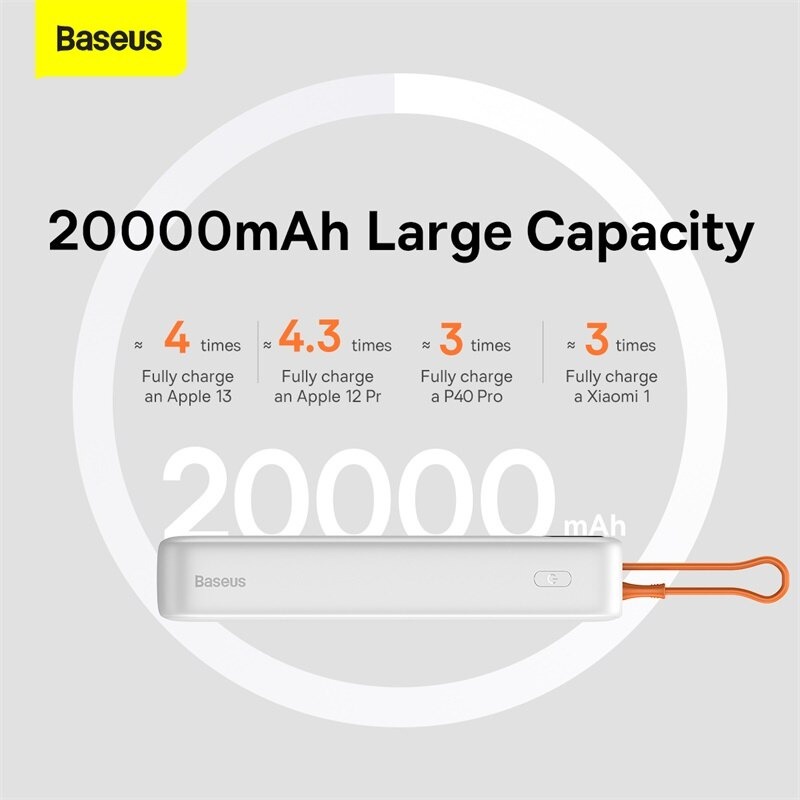 Pin Dự Phòng Baseus 10000mah - 20000mah Kèm Dây Sạc Nhanh Type C Lining cho Smartphone/ Tablet/ iP - Hàng Chính Hãng