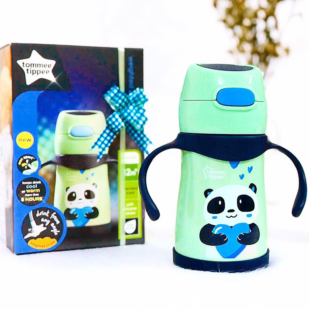 Bình uống nước Inox giữ nhiệt có ống hút và tay cầm cho bé Tommee Tippee 280ml từ 12 tháng