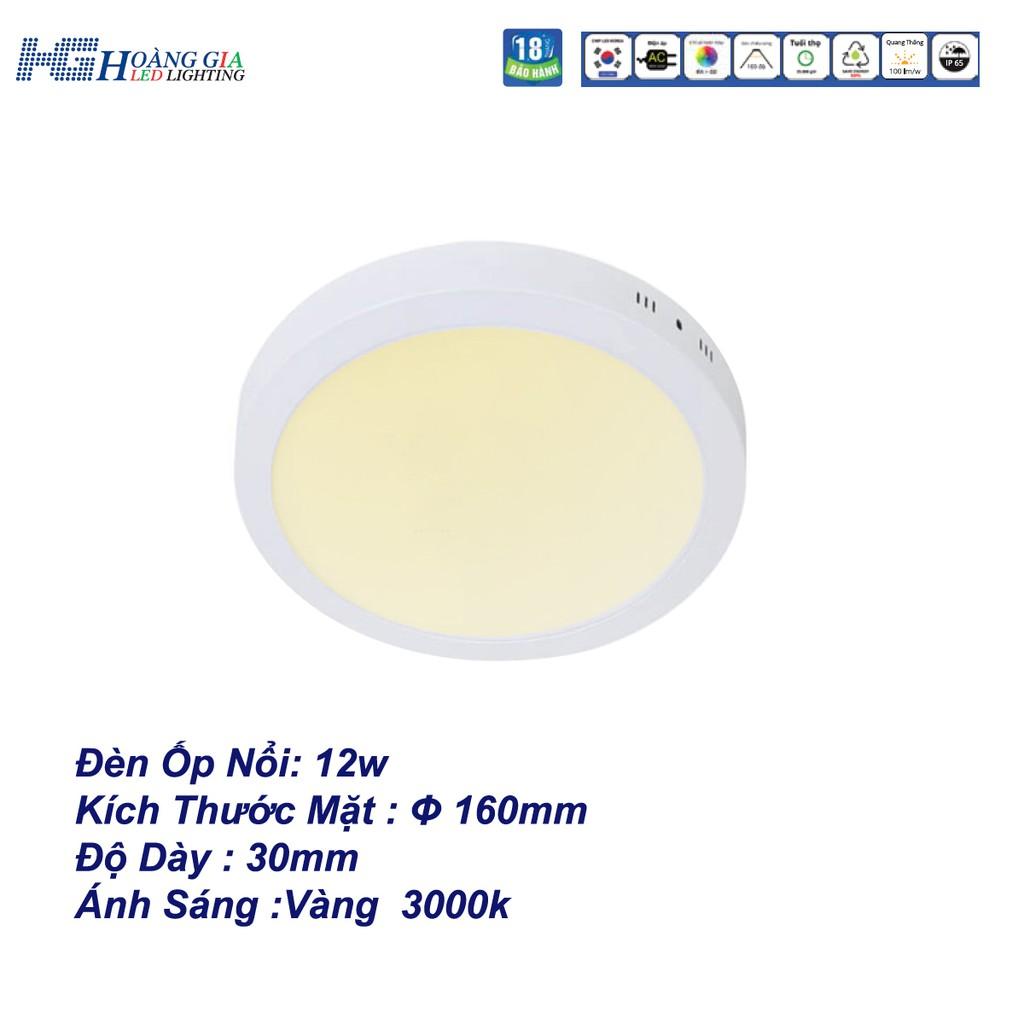 Đèn Led Ốp Nổi 12W Tròn Ánh Sáng Vàng