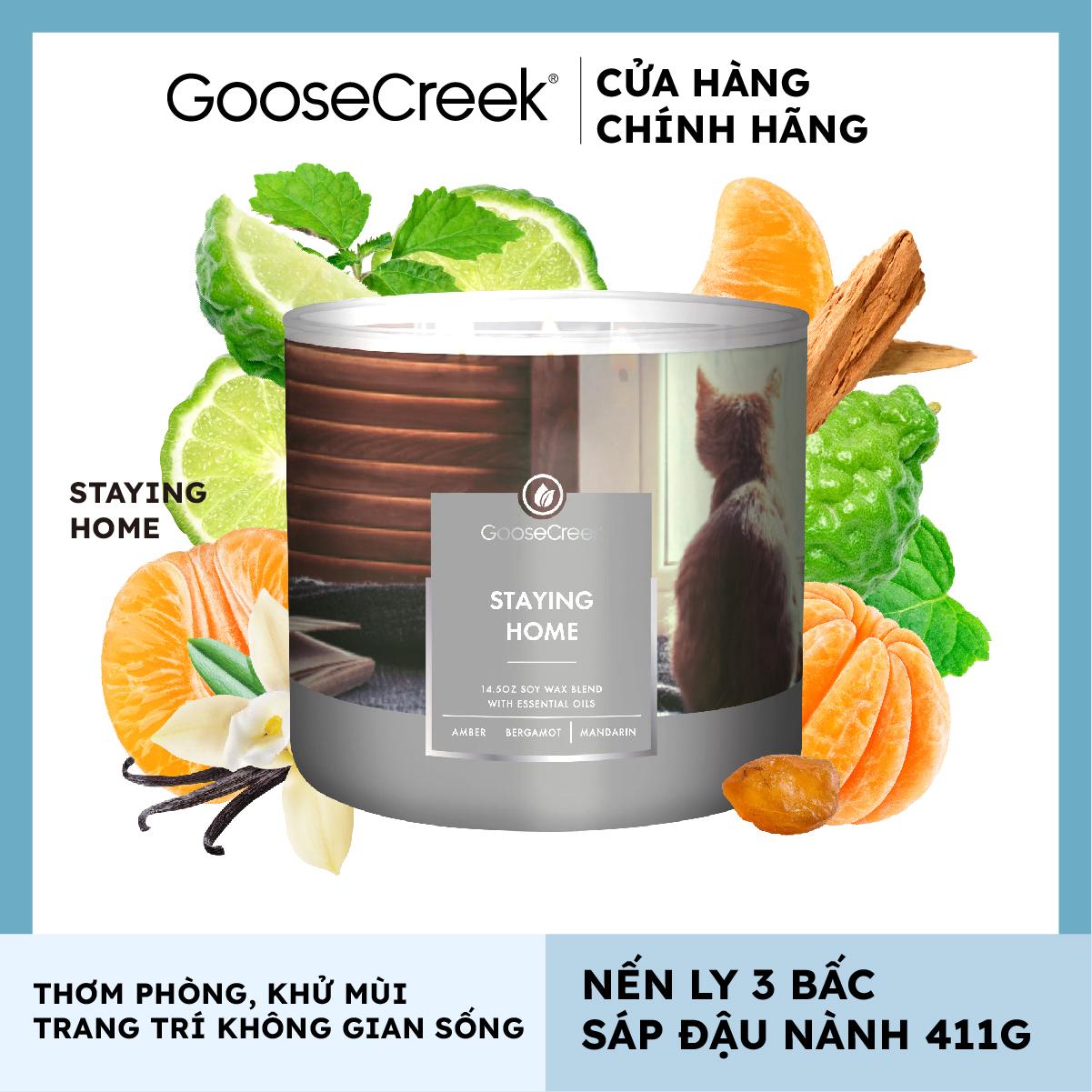 Nến ly 3 bấc sáp đậu nành Goose Creek (411g) - Staying Home