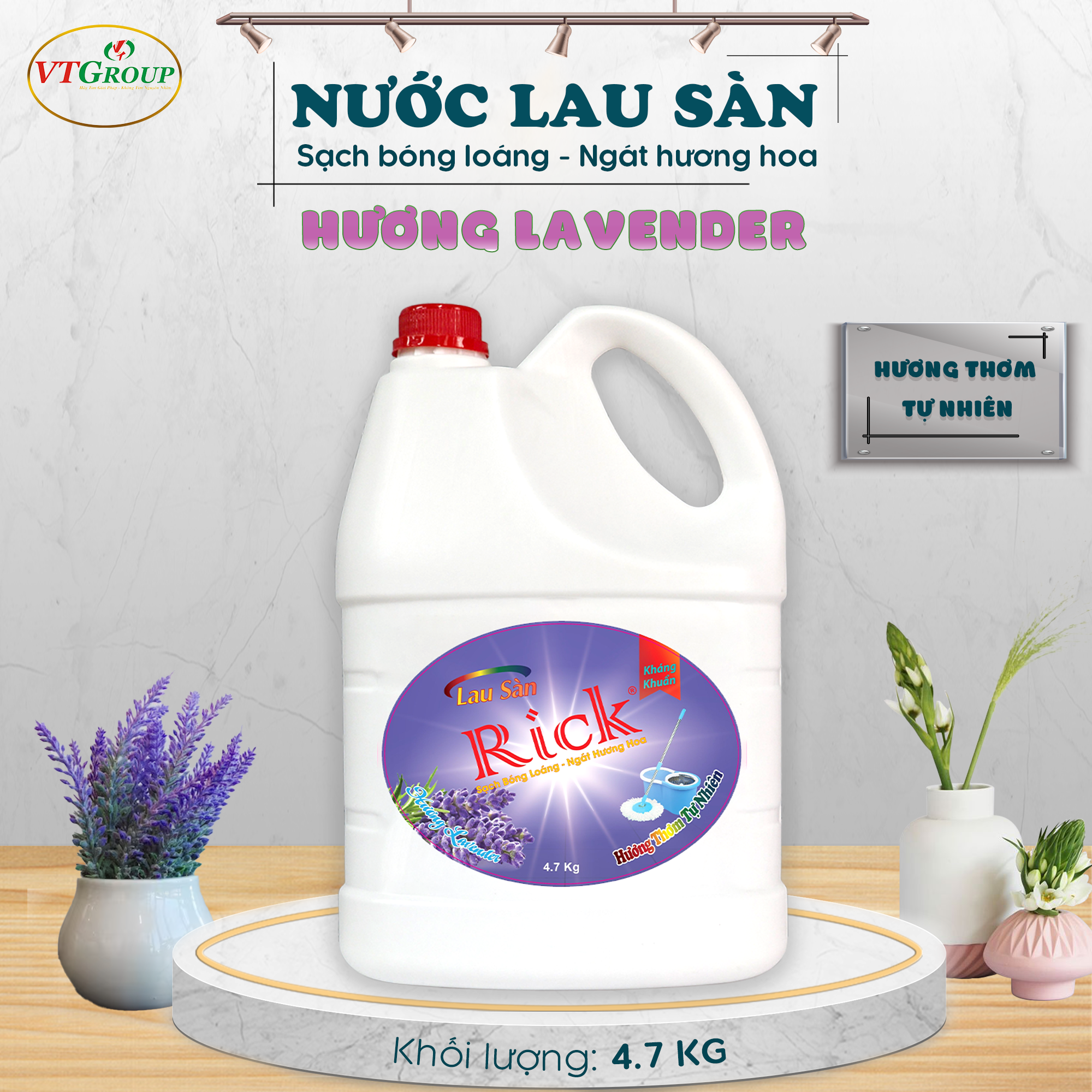 Nước lau sàn Rick 4.7kg (3 chai/ thùng) - Tặng NRC 4.7KG