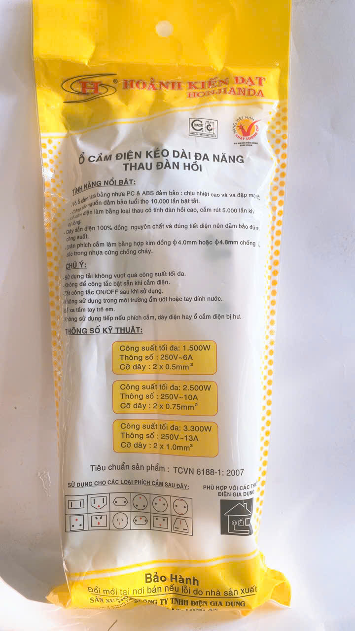 Ổ Cắm Điện Chịu Nhiệt Đa Năng 4 Ổ Cắm Dây Nguồn 3m HJD 0114R